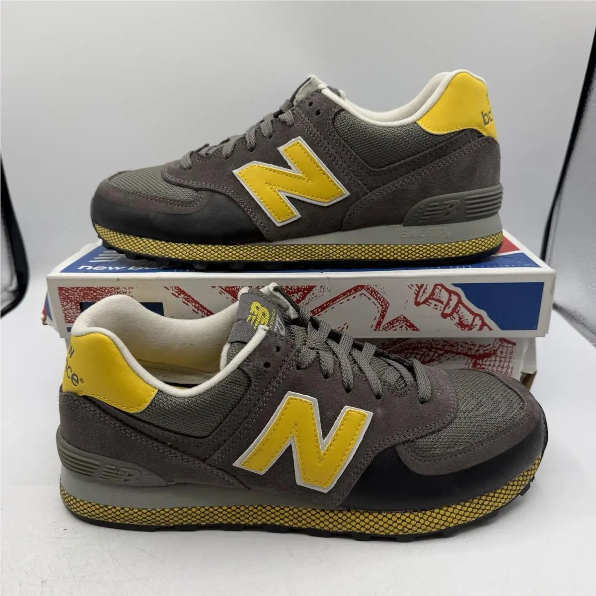 New Balance 574 Shoes Mens Sz 9.5 D Winter Elements Pack Grey/yellow Sneakers