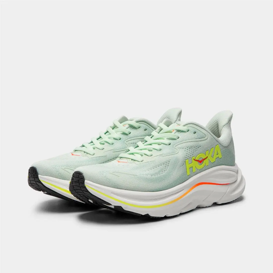 Hoka One One Clifton 10 Sea Glass Neon Women`s Sports Sneaker 1162031-SLSSN