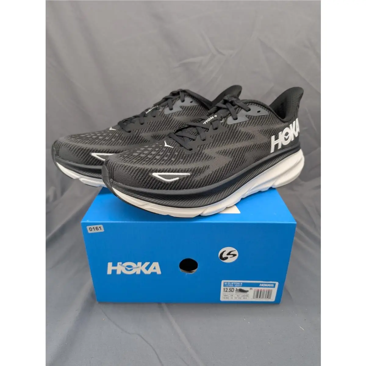 Hoka One One Hoka Clifton 9 Black White Mens Size 12.5