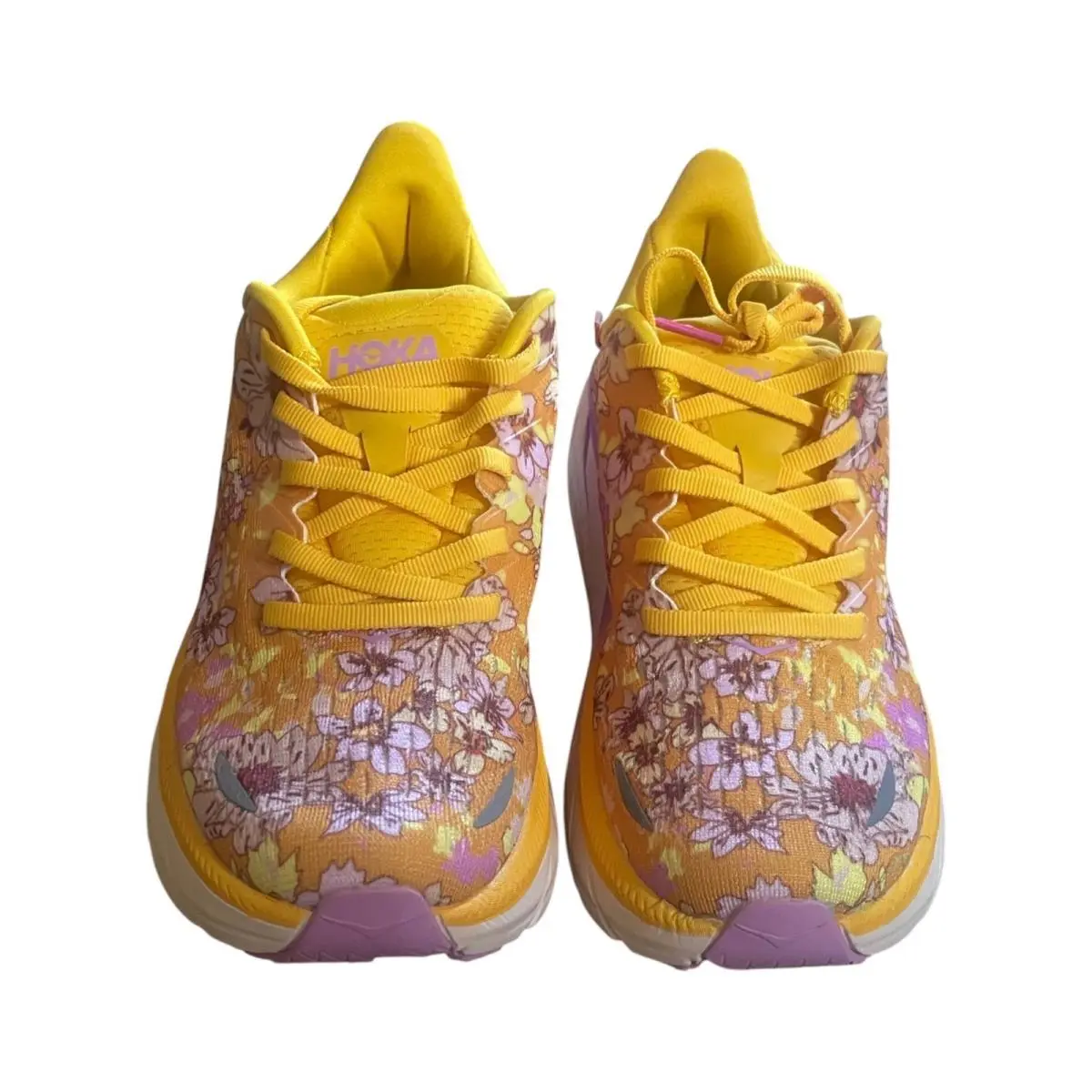 Hoka shoes - HOKA x Free People Movement Clifton 8 - Gold / Yellow / Lavender Floral 1