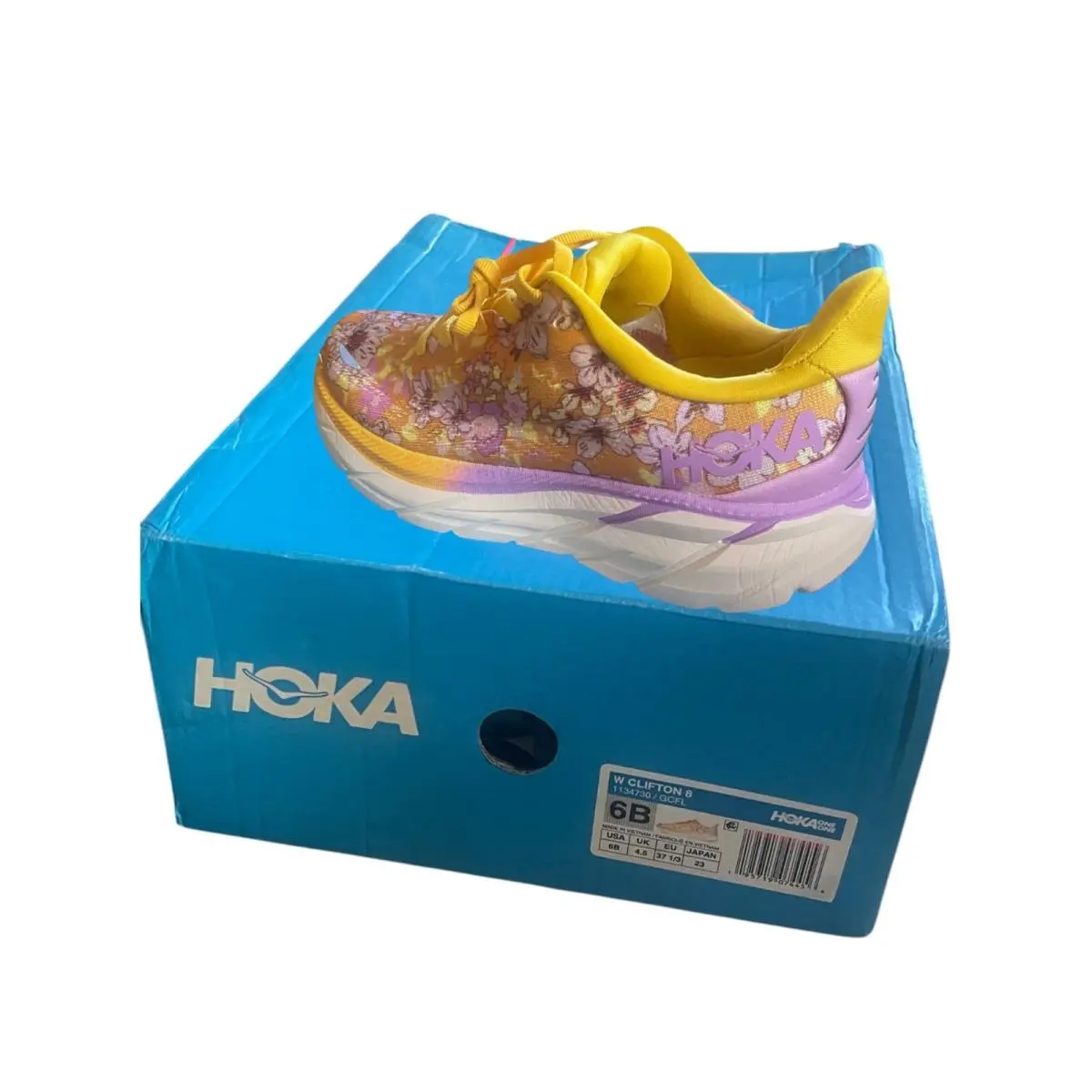 Hoka shoes - HOKA x Free People Movement Clifton 8 - Gold / Yellow / Lavender Floral 3