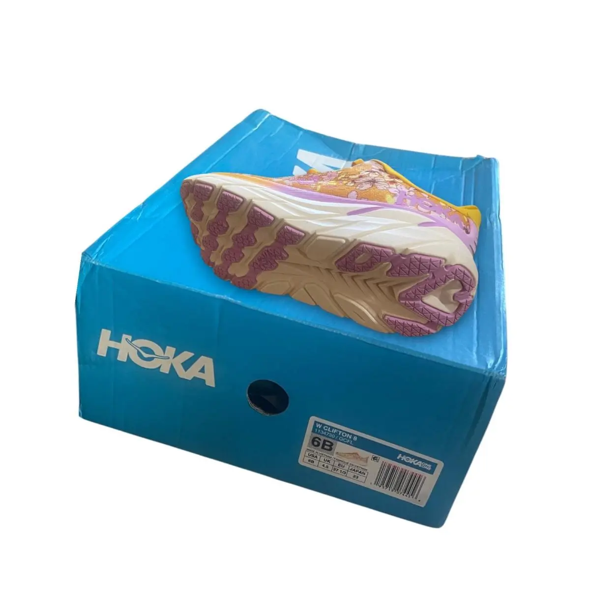 Hoka shoes - HOKA x Free People Movement Clifton 8 - Gold / Yellow / Lavender Floral 6
