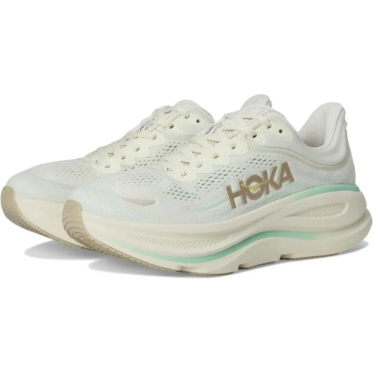 Hoka One Women`s Bondi 9‎ Running Athletic Sneakers Tlsl White Green 12