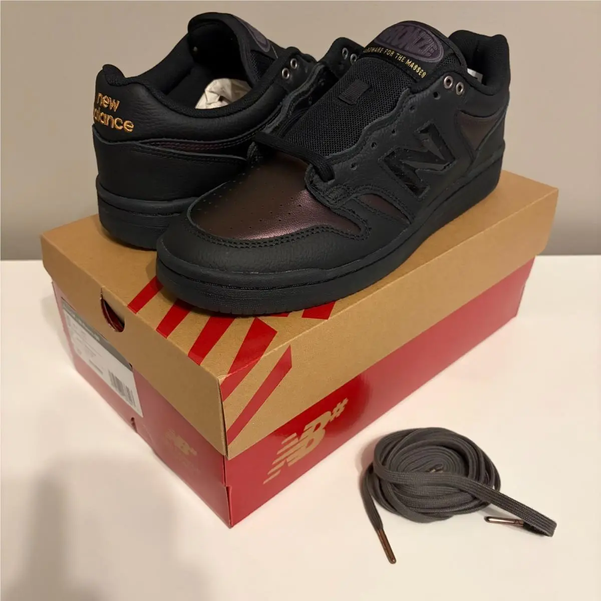 Bronze 56K x New Balance Numeric 480 Black Purple Size 10.5 New Deadstock