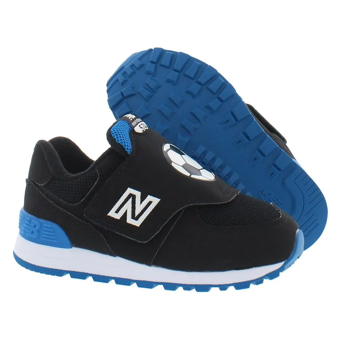 New Balance 574 PS Boys Shoes Size 4 Color: Black/royal/white