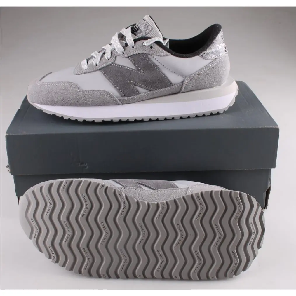 New Balance 237 Grey Grey Snakeskin Pattern Heel Running Shoes Women`s 8