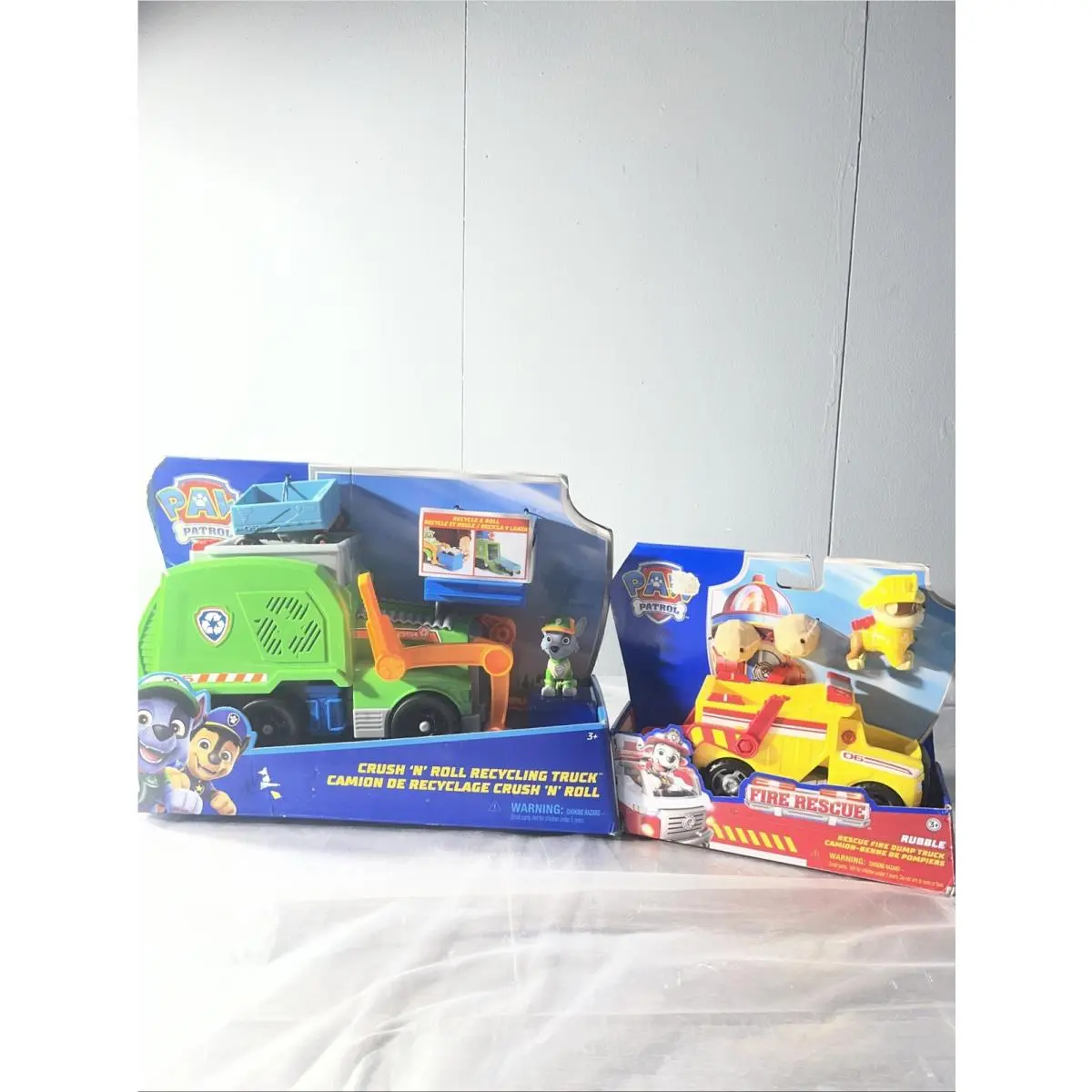 Paw Patrol Fire Rescue Rubble Vehicle + Crush `n` Roll Truck Set