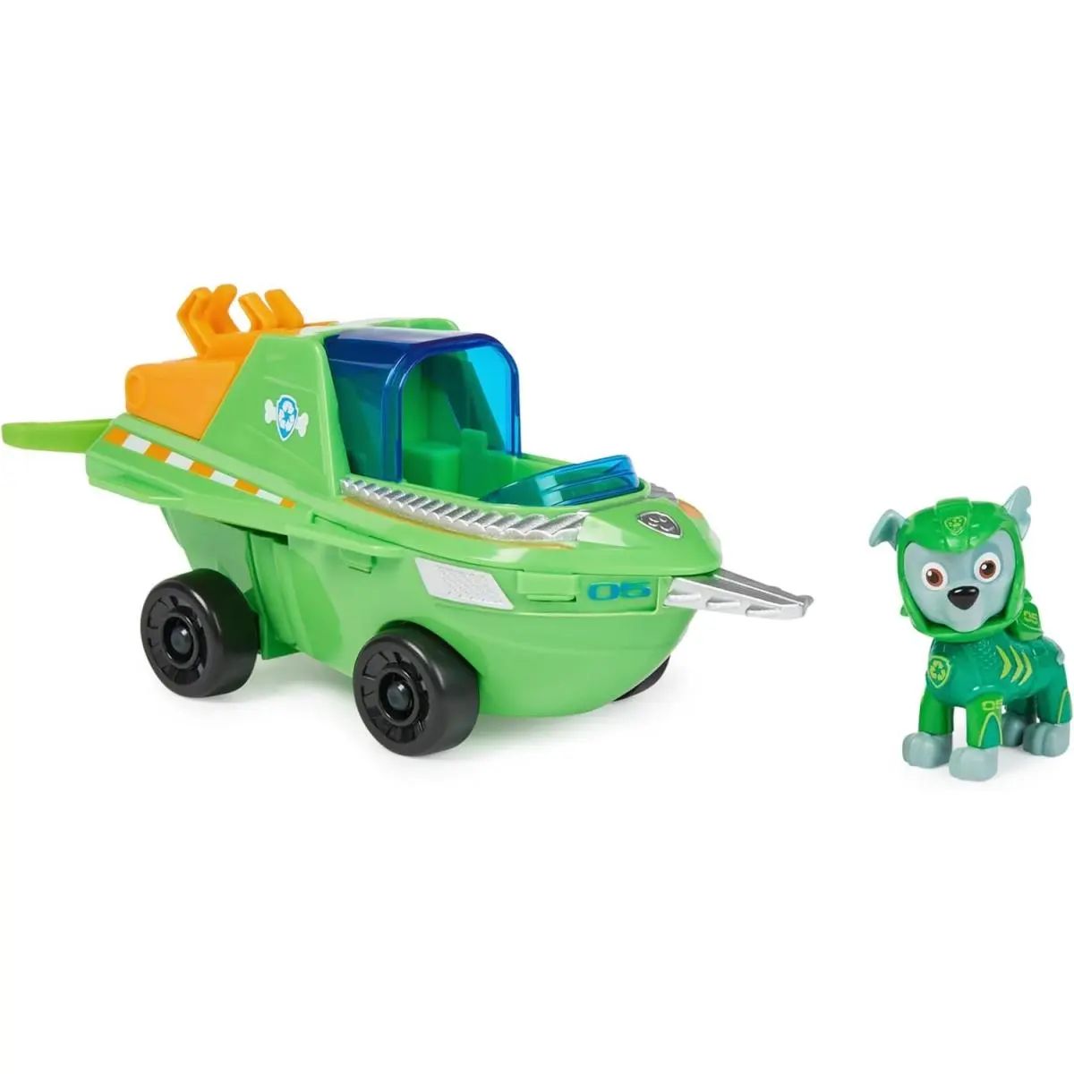 Paw Patrol Rocky Aqua Pups Sawfish Vehicle Transforming Toy