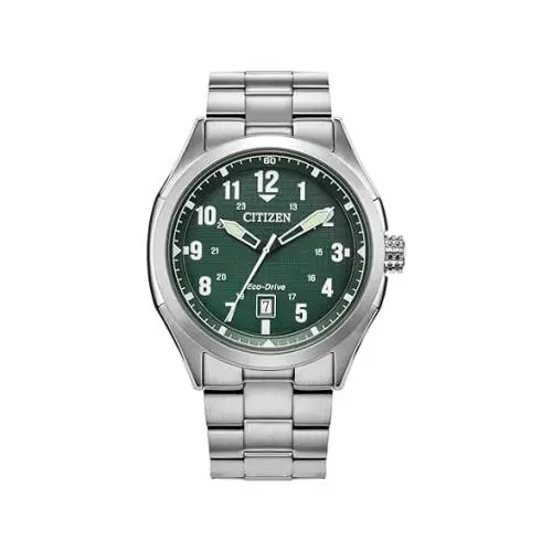 Eco Drive Green Dial Stainless Steel Date Bracelet Watch AW1890-51X by Citizen