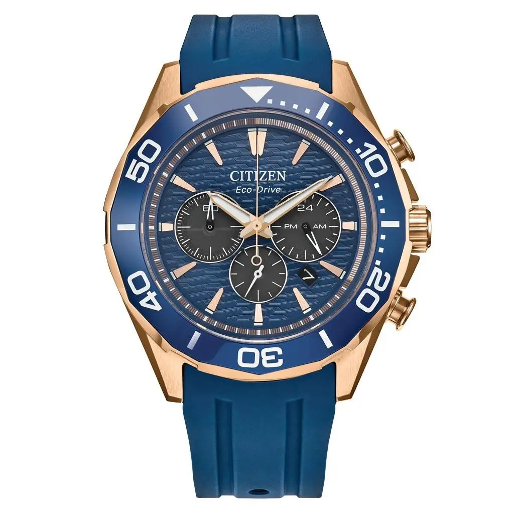 Citizen Men`s Endeavor Chronograph Quartz Blue Dial Watch - CA4733-00L - Dial: Blue, Band: Blue