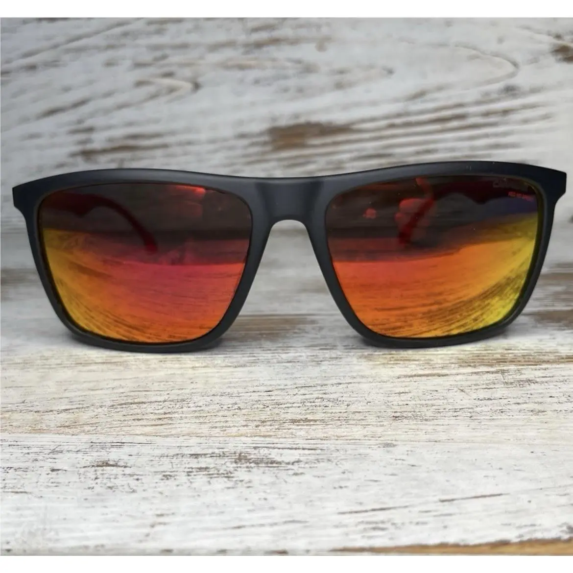 Sunglasses Mens Womens Unisex Red Square Mirrored Lens Carbon Fiber by Carrera