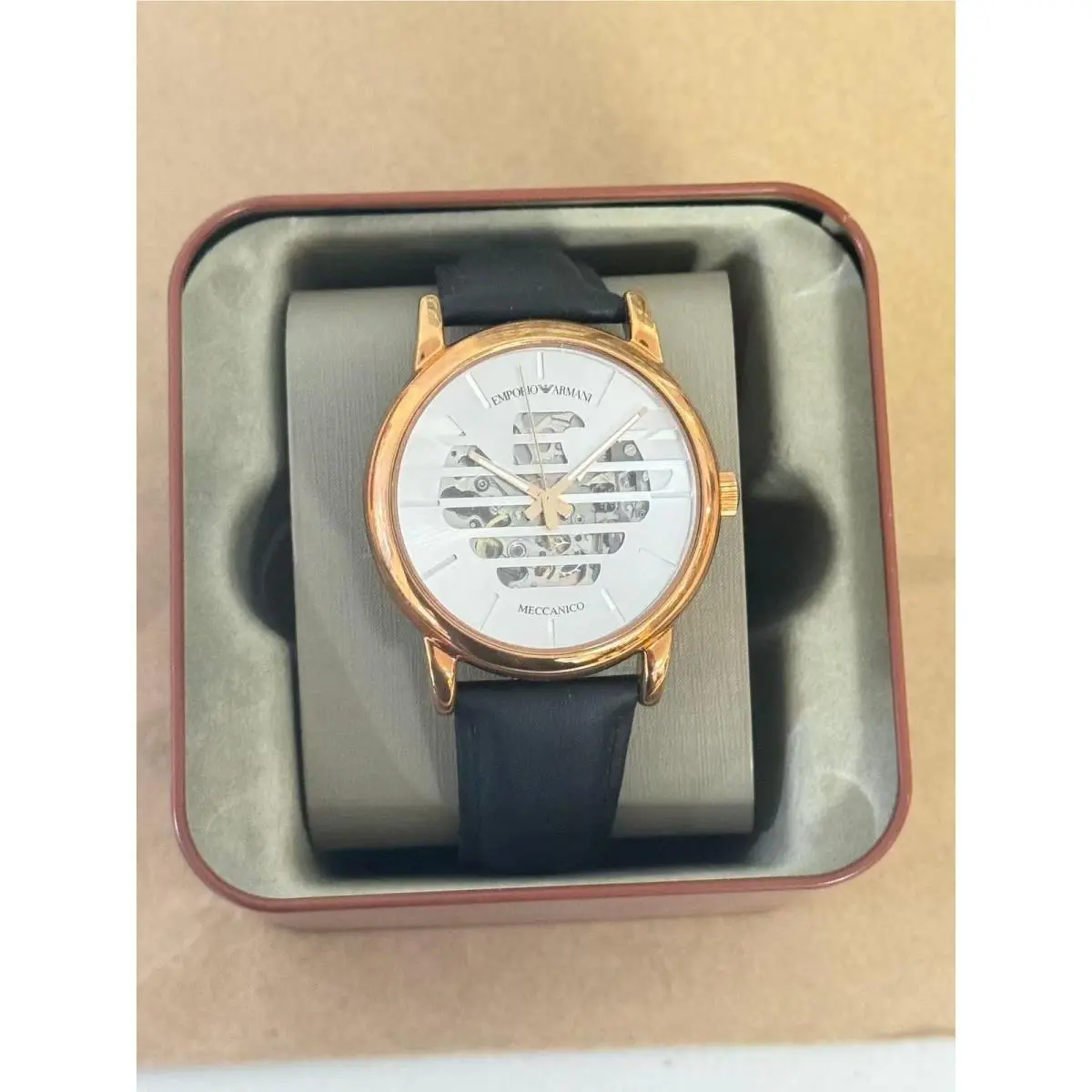 Emporio Armani Luigi AR60031 Men`s Watch Meccanico with Silver Logo Dial