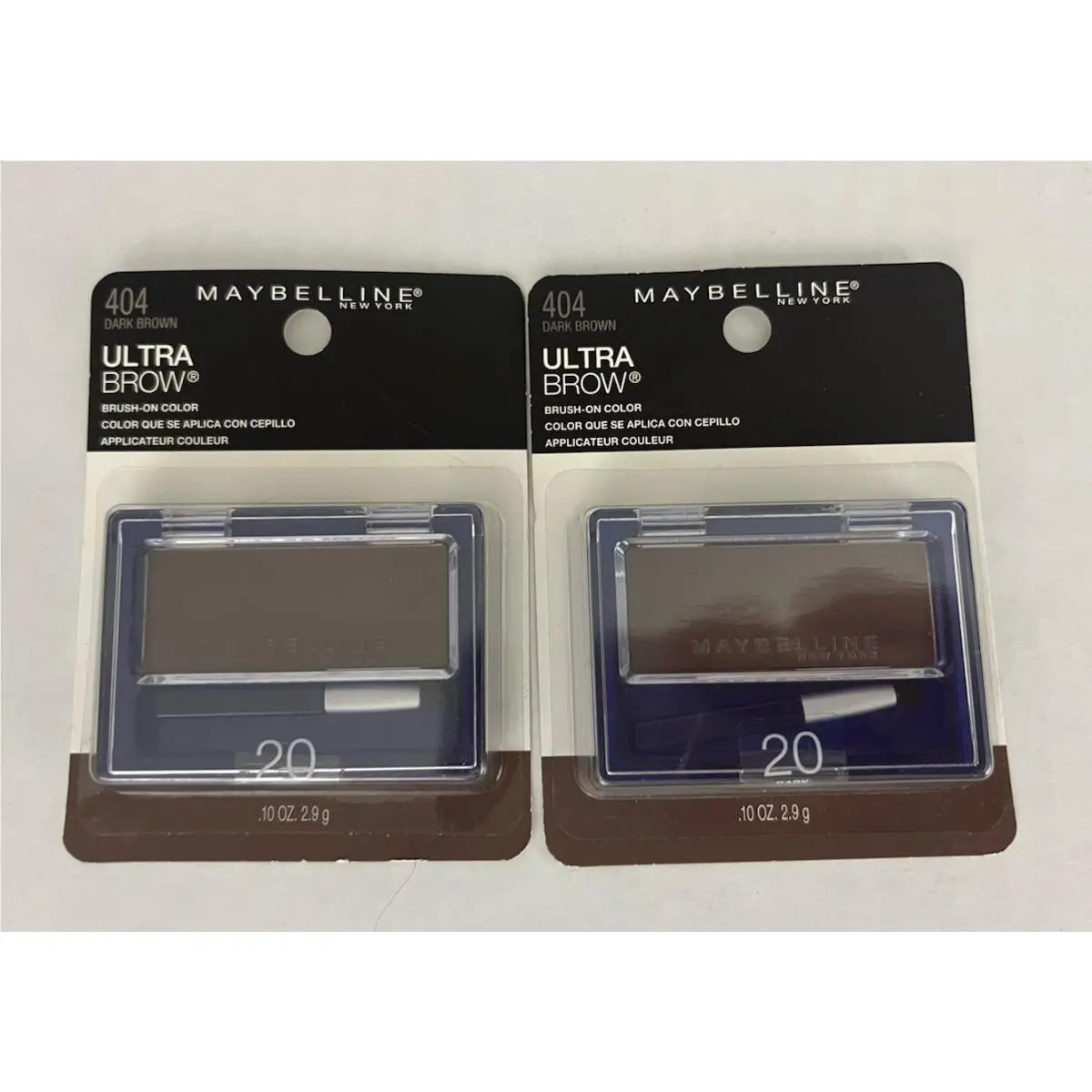 Maybelline Ultra Brow Brush-on Color 20 Dark Brown 404 598UB-20 x2 New