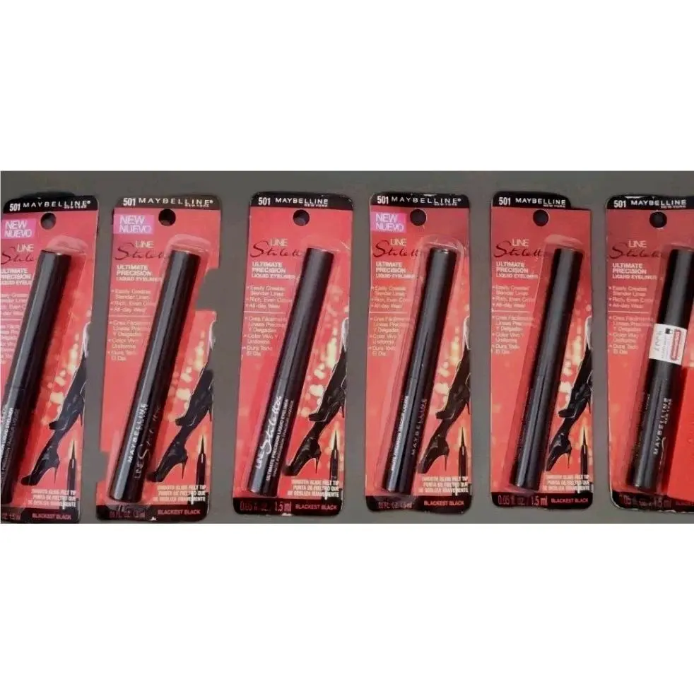 8 Pack Maybelline Line Stiletto Precision Liquid Eyeliner 501 Blackest Black New