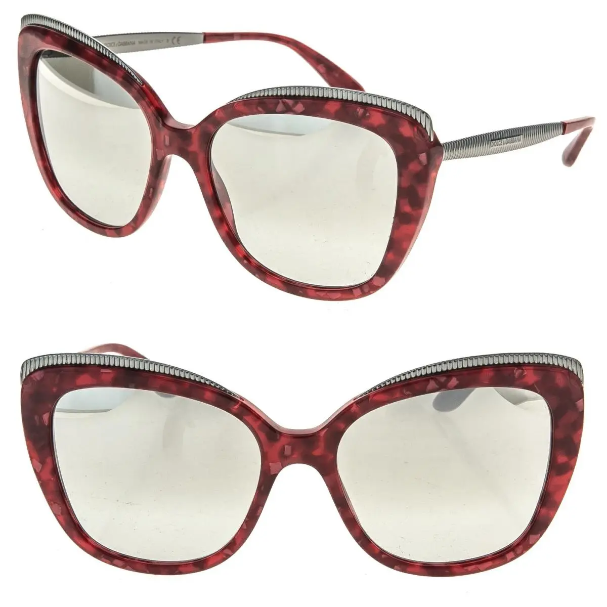 Dolce Gabbana DG4332 Gros Grain 4332 Gunmetal Red Pearl Mirror Sunglasses