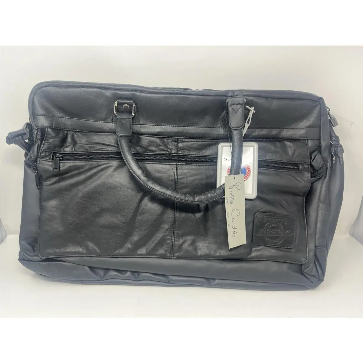 Pierre Cardin Leather Luggage Bag Black Grand Touring Collection Vtg