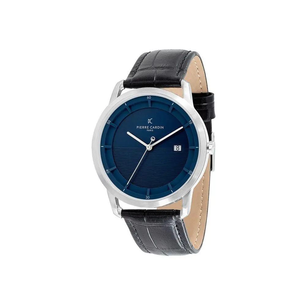 Black Leather Dress Watch by Pierre Cardin