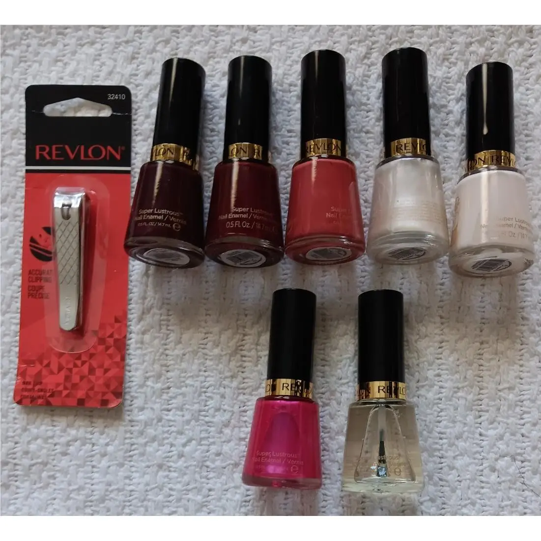 Revlon Red White Pearl Mauve Super Lustrous Nail Polish Silver Nail Clipper Lot