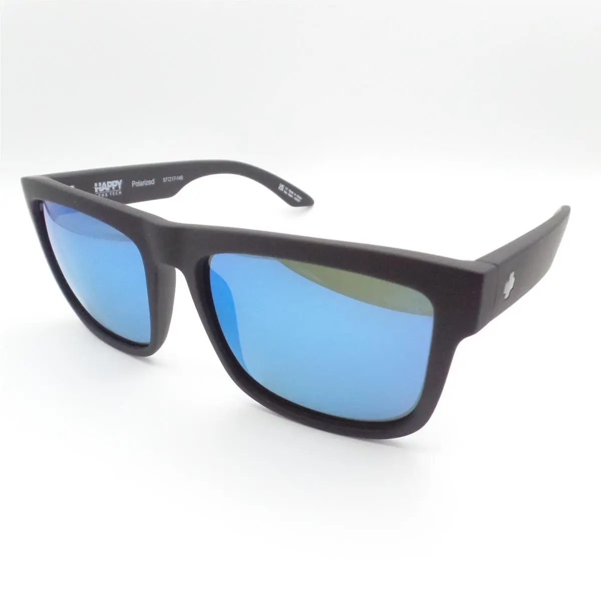 Spy Optics Discord Soft Matte Black Polarized Dark Blue Mirror Sunglasses
