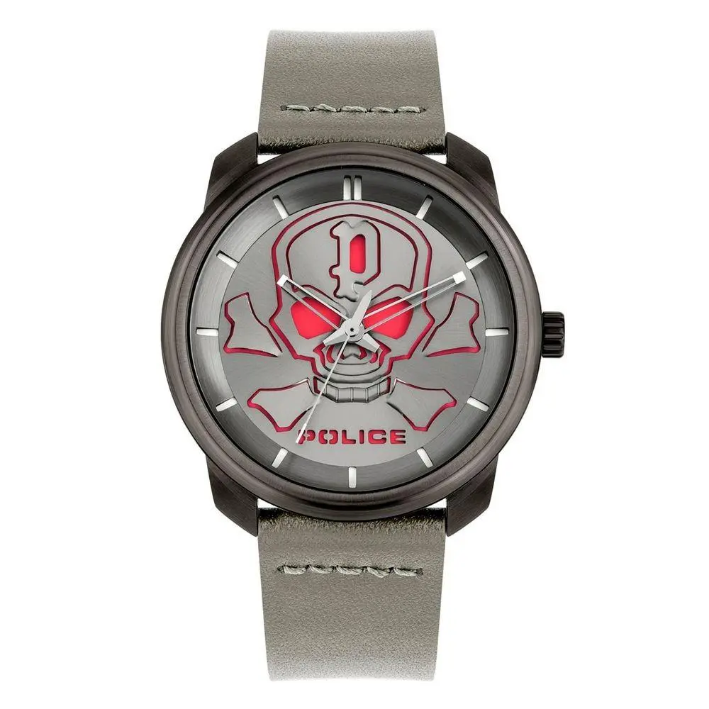 Gray Leather Dress Watch - POPL15714JSU61AC by Police