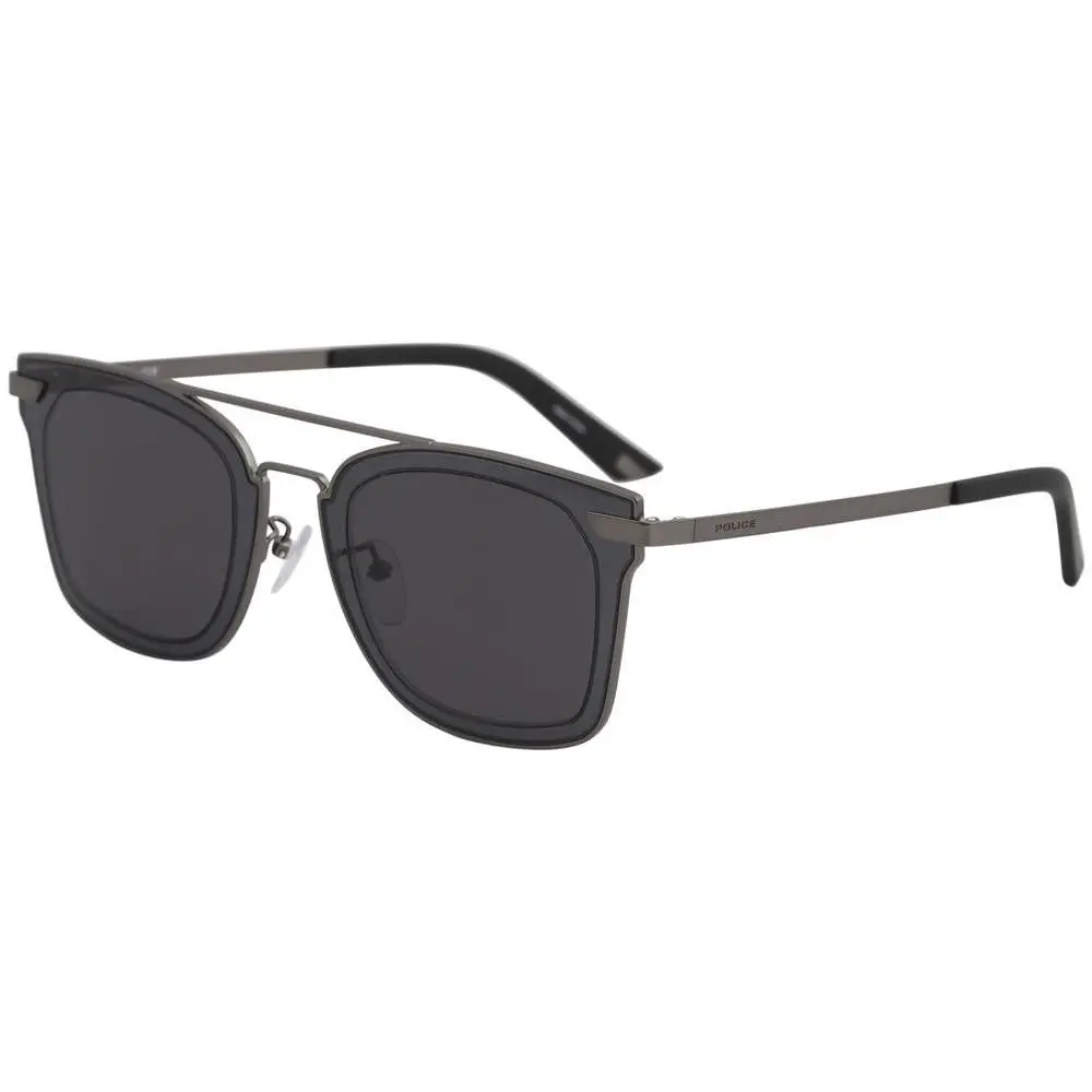 Police Halo-1 SPL348 0627 Sunglasses Men`s Matte Gunmetal/grey Lenses Pilot 49mm