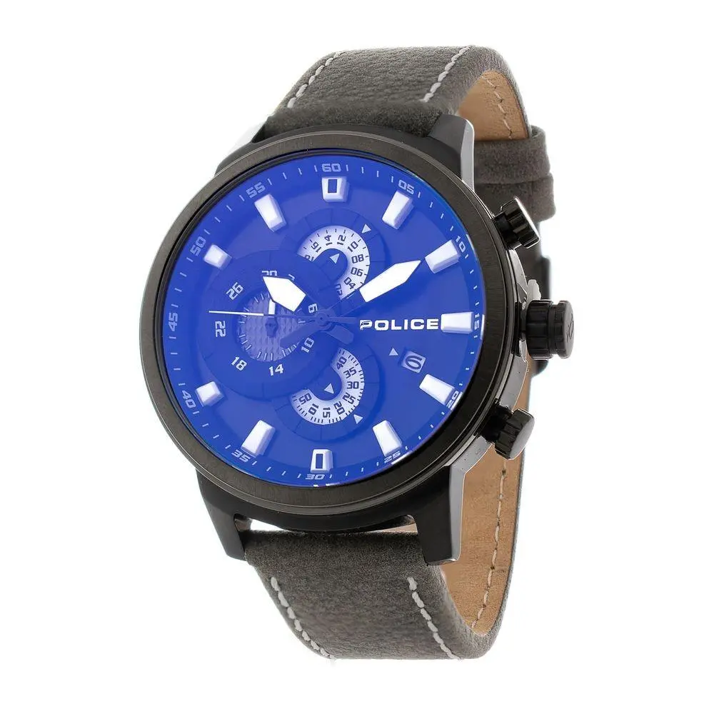 Gray Leather Dress Watch - POR1451281001AC by Police