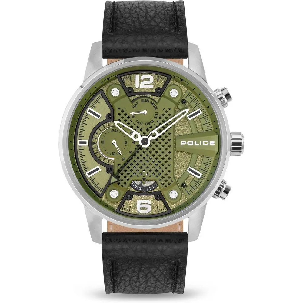 Police Black Leather Bracelet Watch