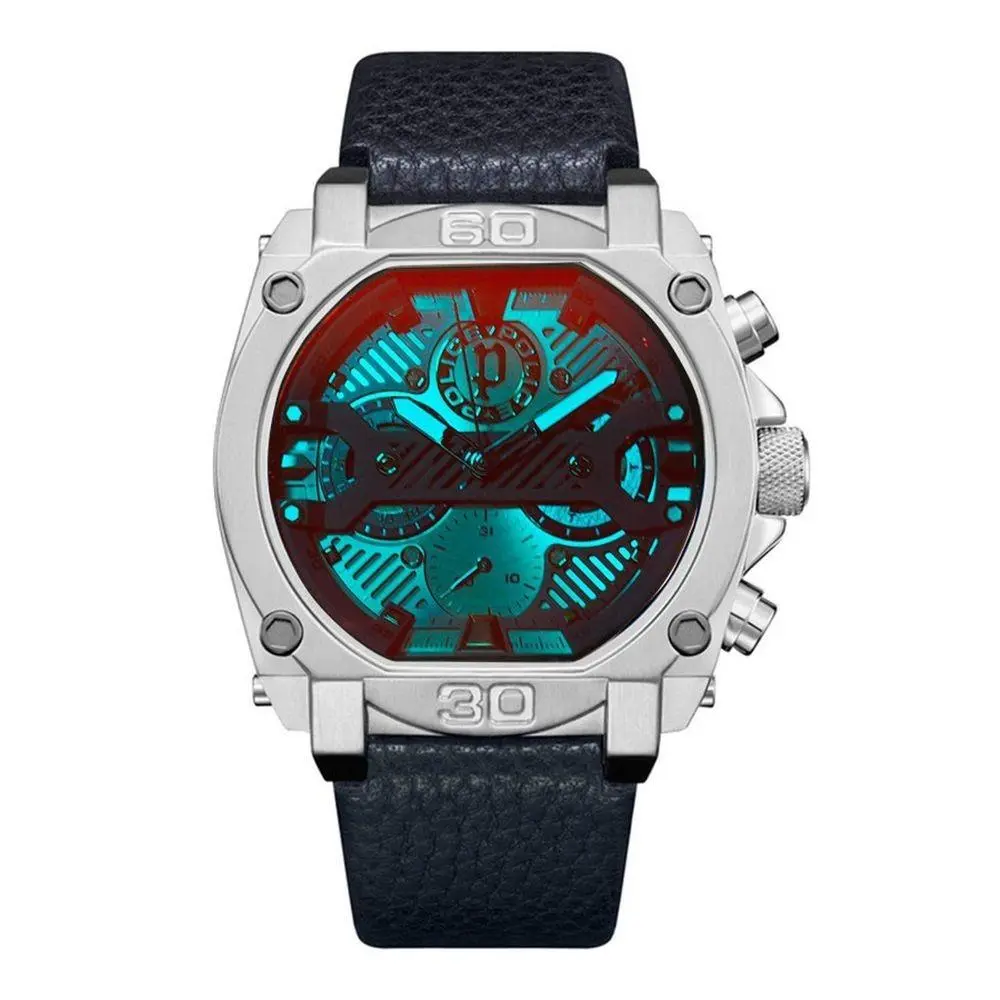 Blue Leather Dress Watch - POPEWJF2226802AC by Police
