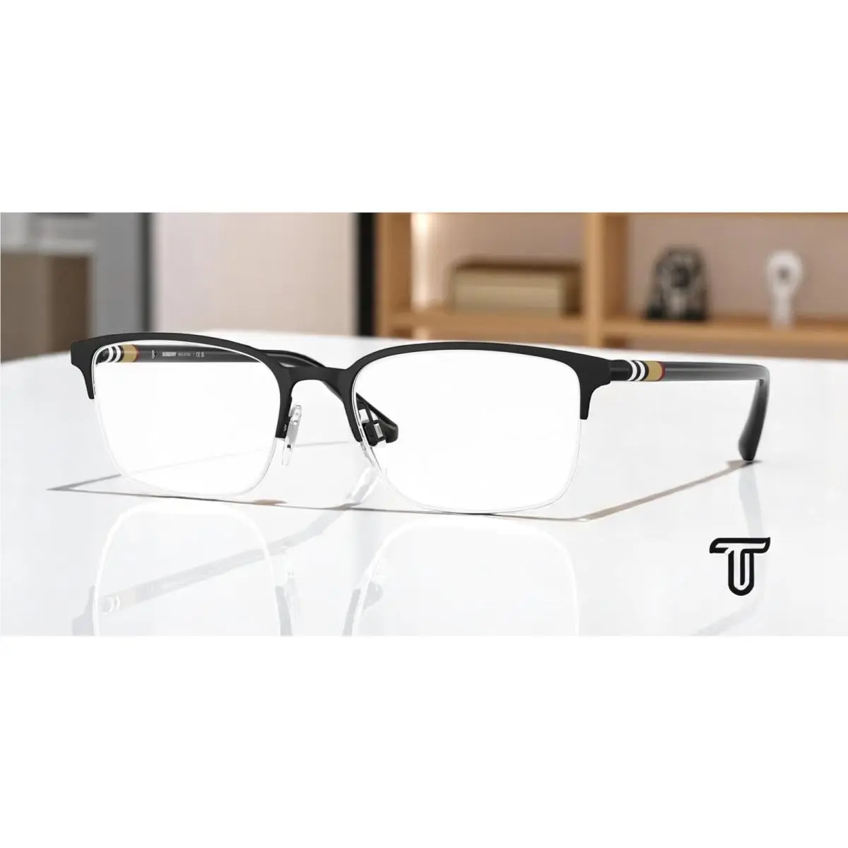 BE1323 1213 Black Rubber Demo Lens 54 mm Men`s Eyeglasses by Burberry