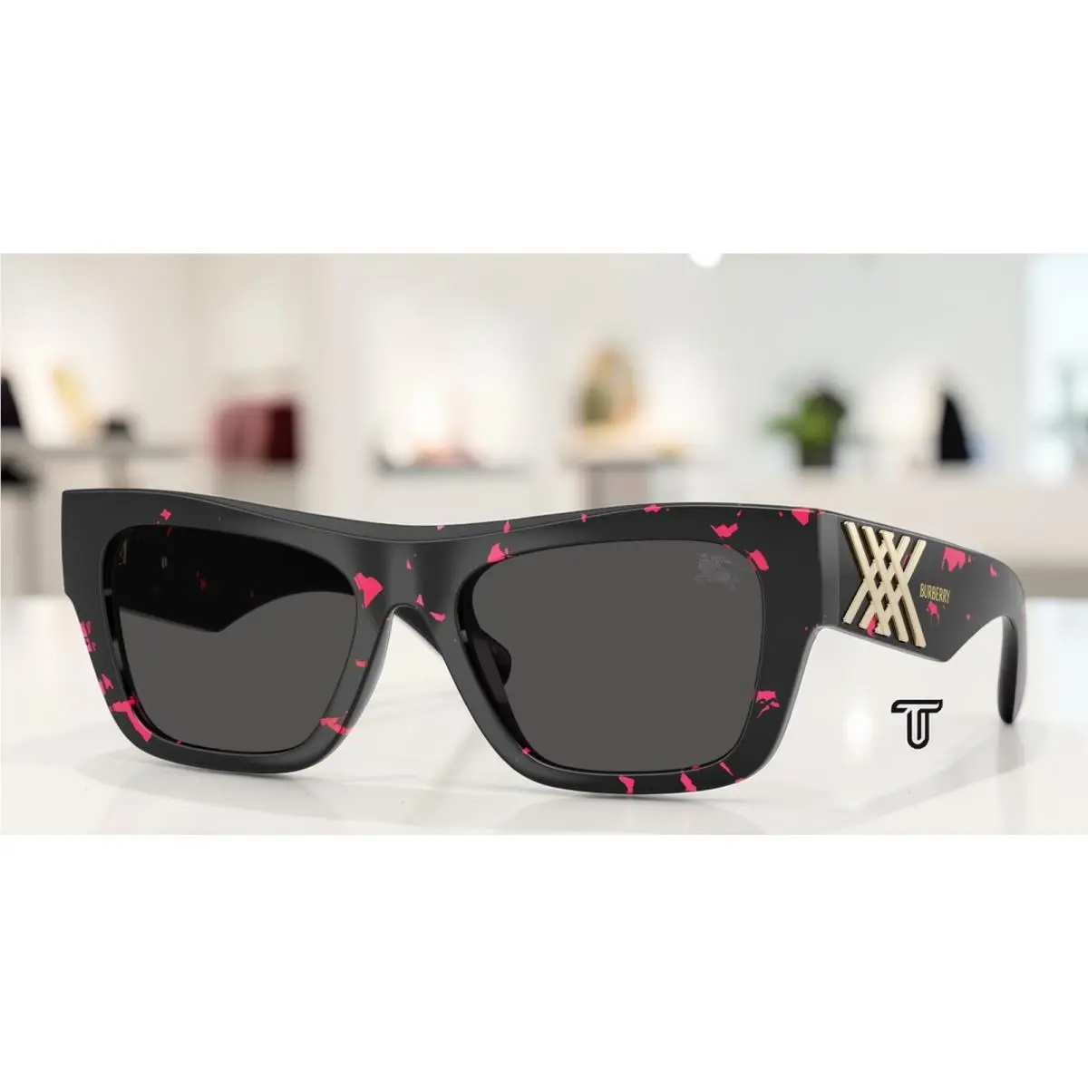 Burberry BE4490U 412687 Fucsia Havana Dark Grey 53 mm Women`s Sunglasses