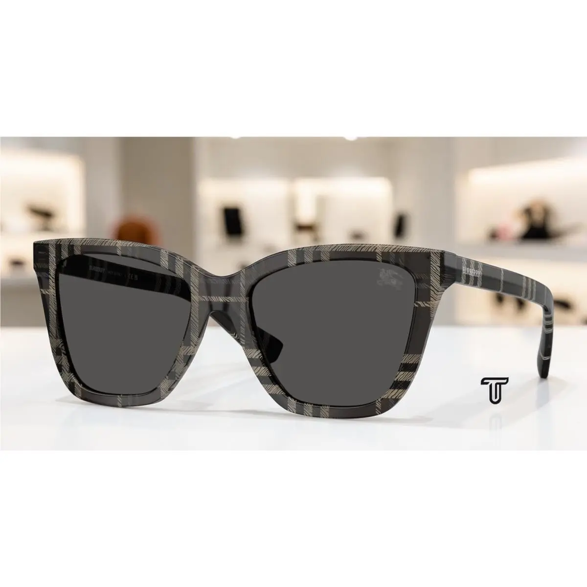Burberry BE4470 419987 Grey Check Dark Grey 54 mm Women`s Sunglasses