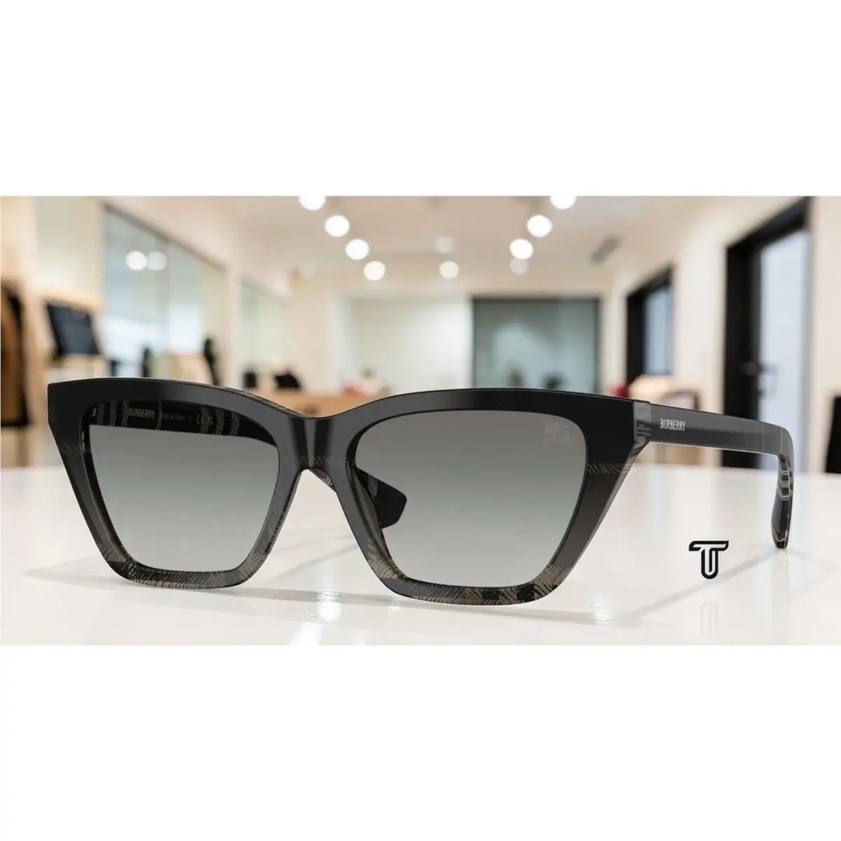 Burberry BE4468F 420011 Grey Check Grey Gradient 54 mm Women`s Sunglasses