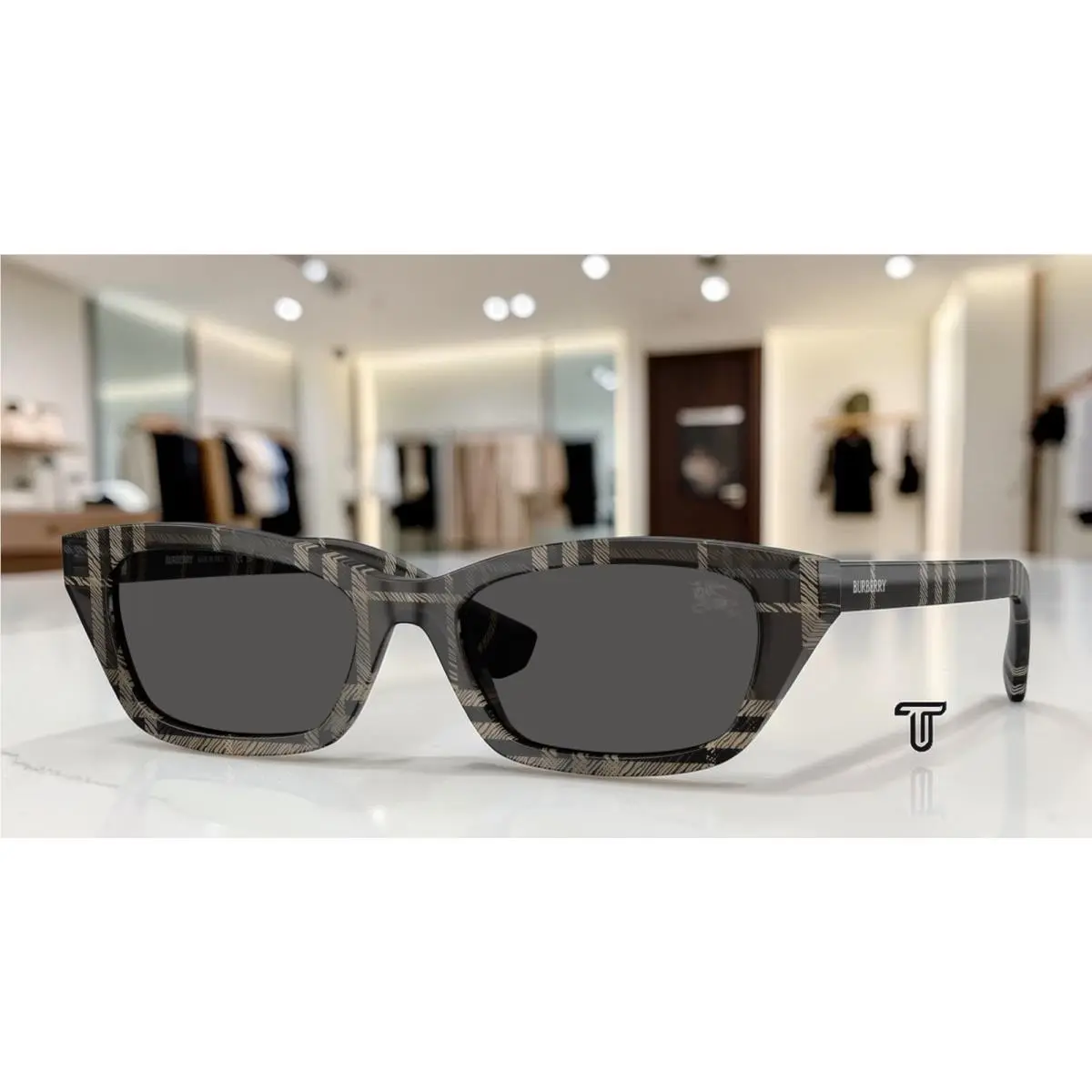 Burberry BE4488 419987 Check Grey Dark Grey 52 mm Women`s Sunglasses