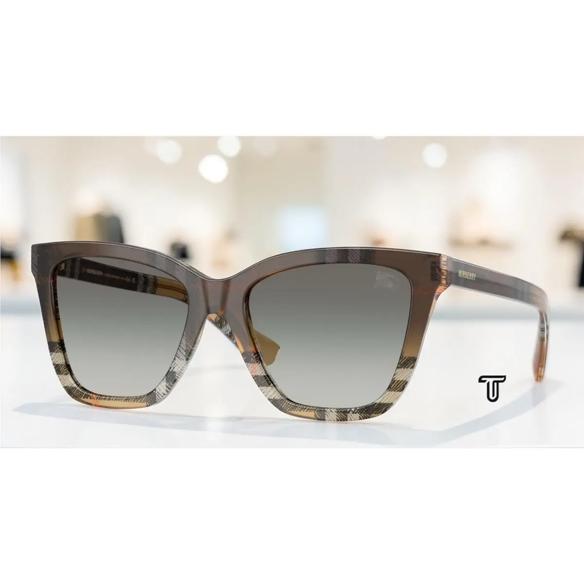 Burberry BE4470 420211 Check Sand Grey Gradient 54 mm Women`s Sunglasses