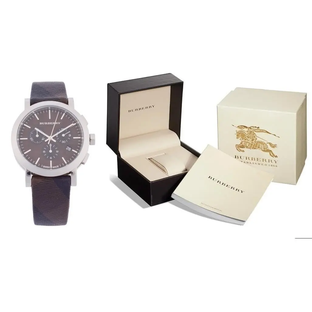 BU1776 Men’s Chronograph Watch Leather Band Swiss Quartz 40mm by Burberry