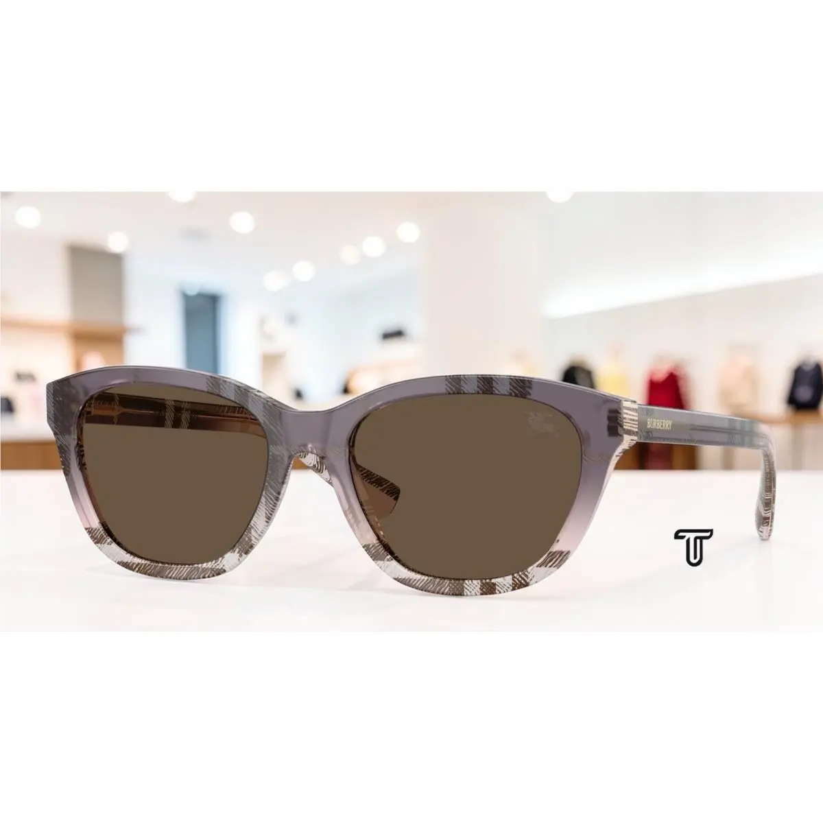 Burberry BE4486 422073 Check Gradient Rose Solid Brown 54 mm Women`s Sunglasses