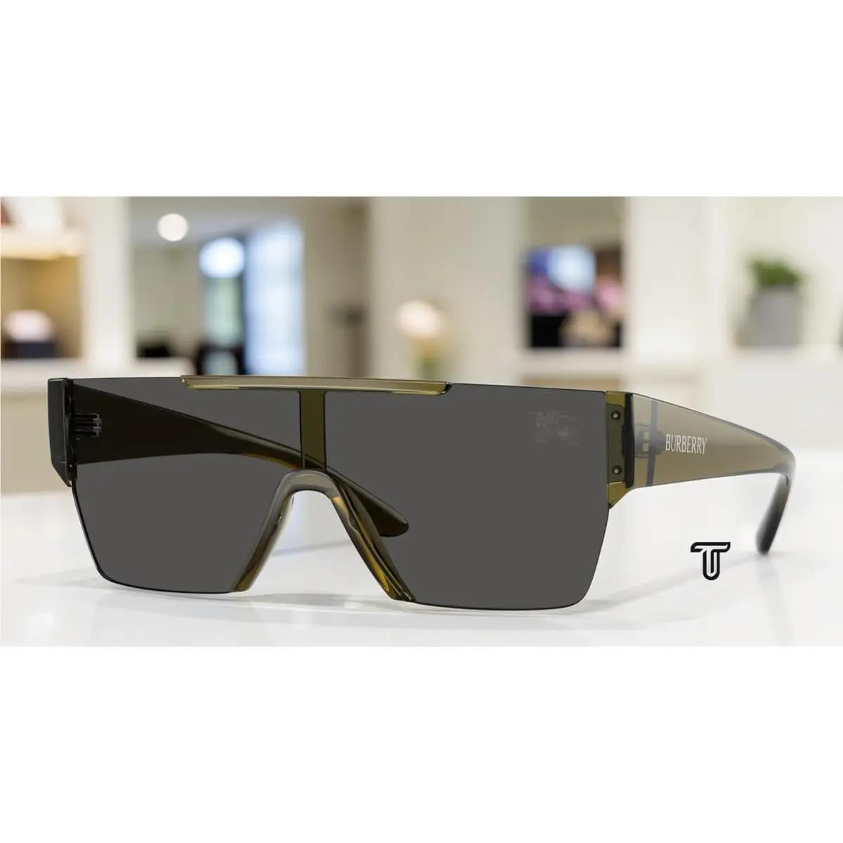 Burberry BE4291 424687 Green Dark Grey 38 mm Men`s Sunglasses
