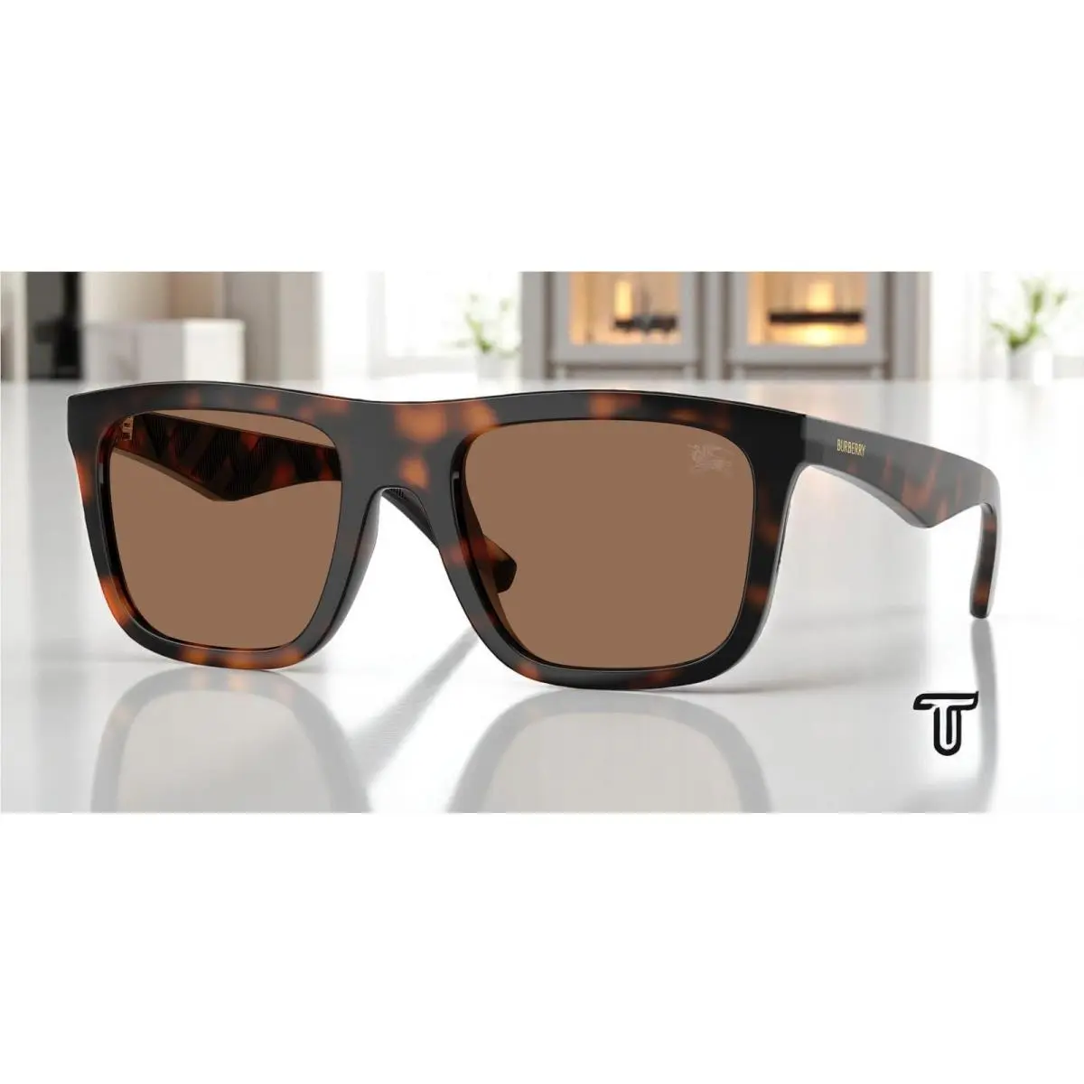 Burberry BE4458U 300273 Dark Havana Dark Brown 55 mm Men`s Sunglasses