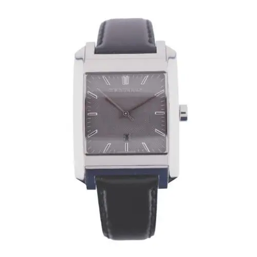 Heritage Mens Square Leather Strap Grey Dial Mens Dress Watch BU1571 by Burberry
