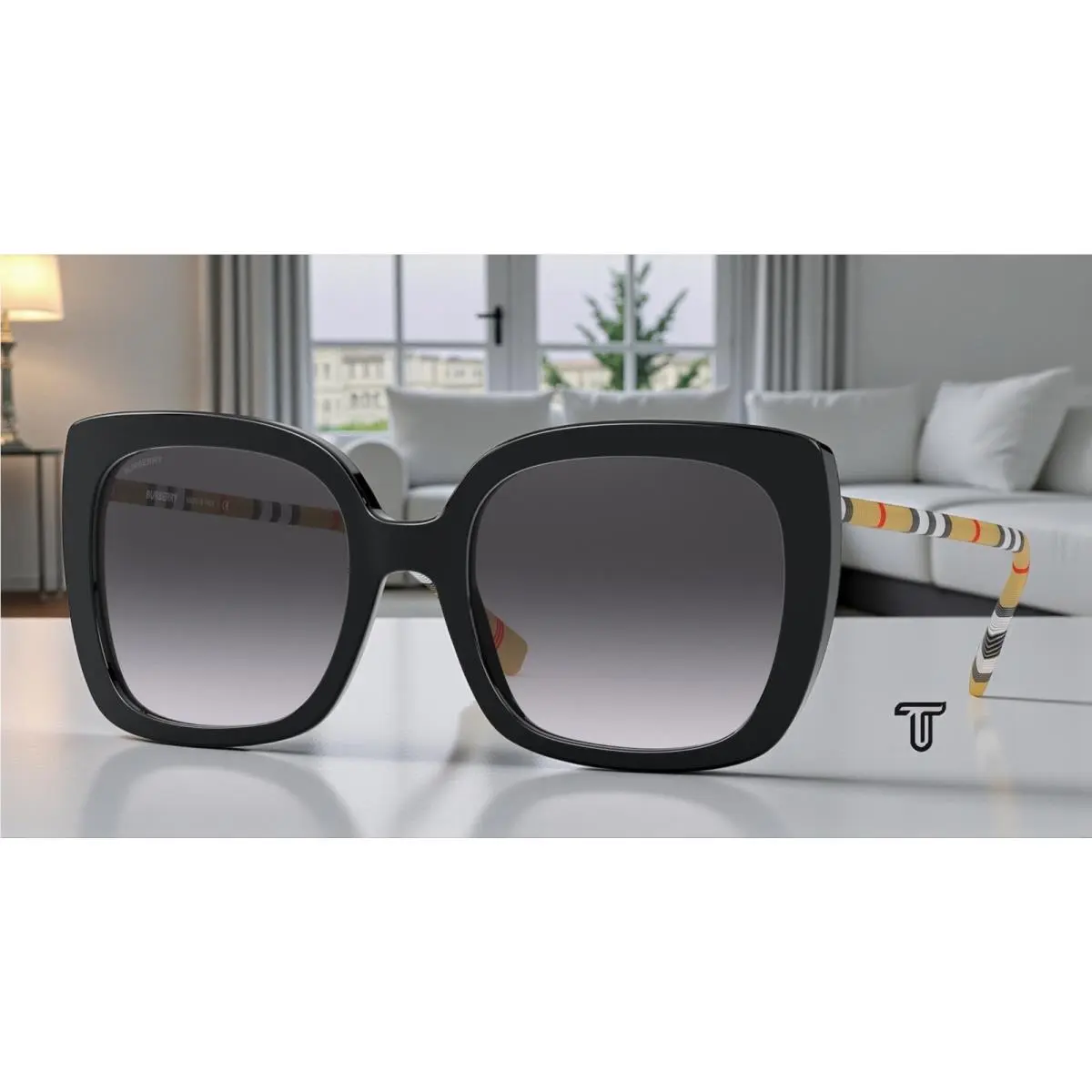 Burberry BE4323F 38538G Caroll Black Grey Gradient 56 mm Women`s Sunglasses