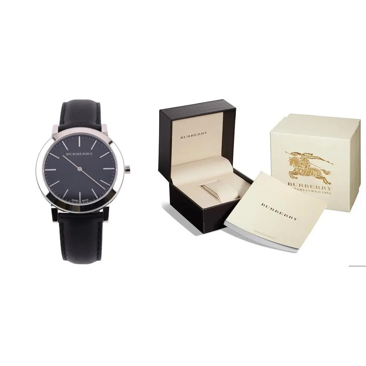 Burberry BU2351 Slim Men’s Watch 40mm Swiss Quartz Black Leather