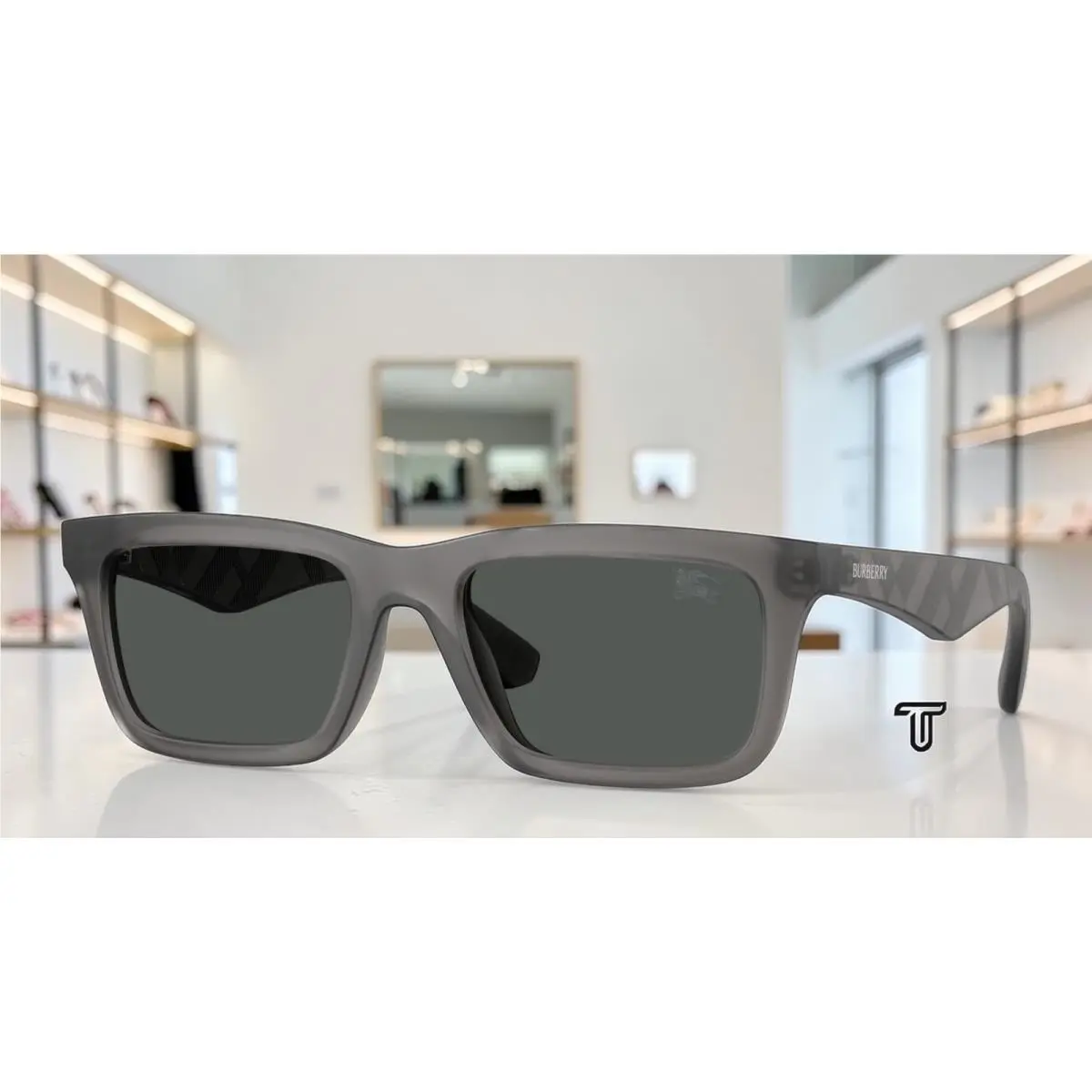 Burberry BE4475U 421387 Matte Grey Dark Grey 53 mm Men`s Sunglasses