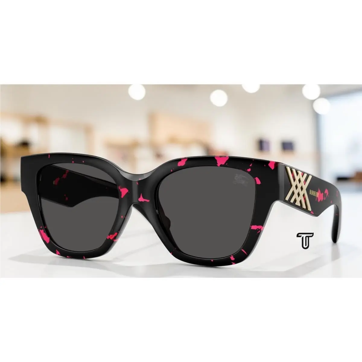 Burberry BE4489U 412687 Fucsia Havana Dark Grey 53 mm Women`s Sunglasses