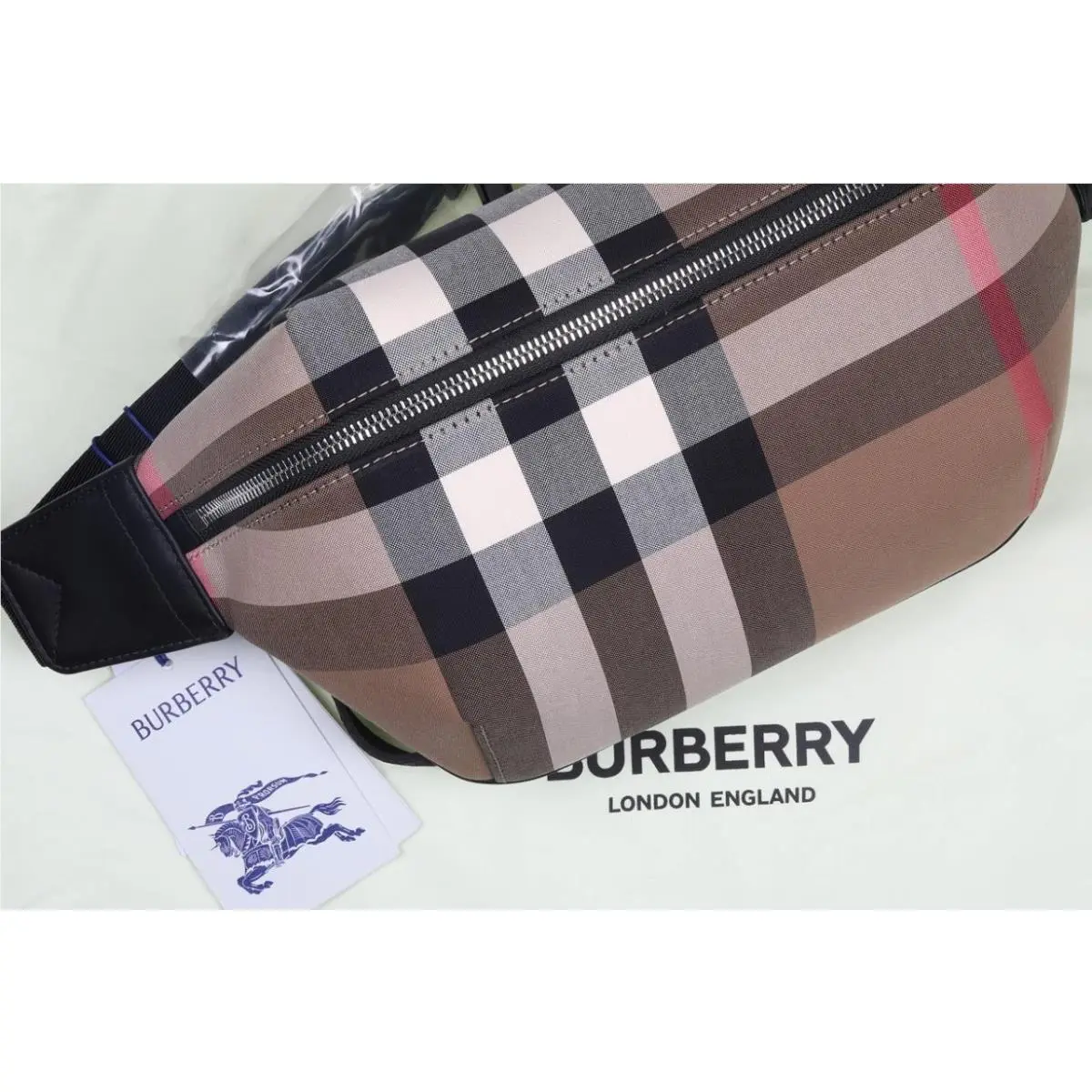 Burberry Check Canvas Travel Cross Body Waist Belt Bag Fanny Pack