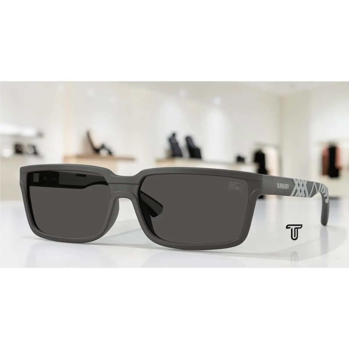 Burberry BE4495D 423387 Matte Grey Dark Grey 61 mm Men`s Sunglasses