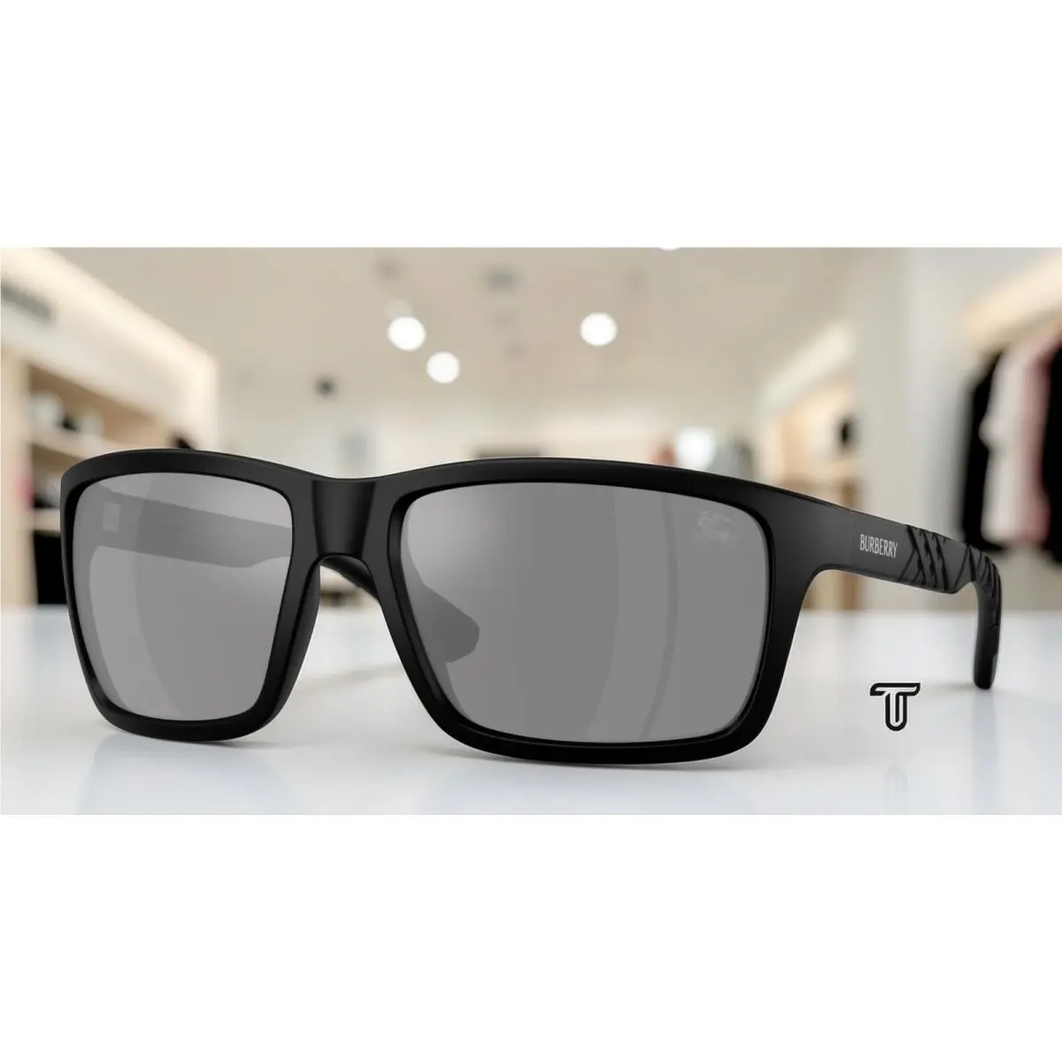 Burberry BE4483 34646G Matte Black Grigio Specchio Argento 60mm Men`s Sunglasses