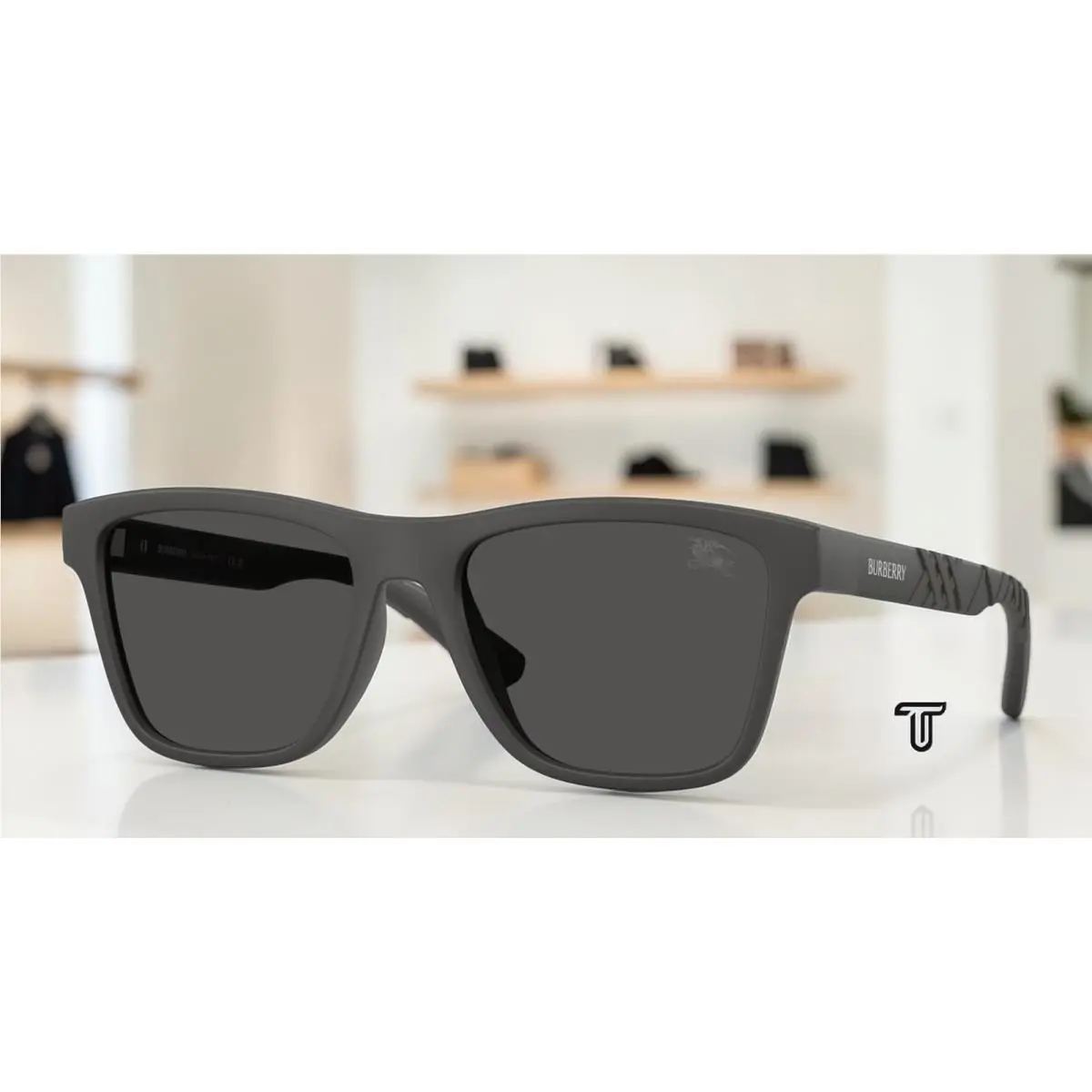 Burberry BE4482U 423387 Matte Grey Dark Grey 55 mm Men`s Sunglasses