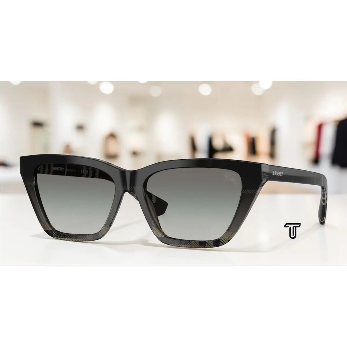 Burberry BE4468 420011 Grey Check Grey Gradient 54 mm Women`s Sunglasses