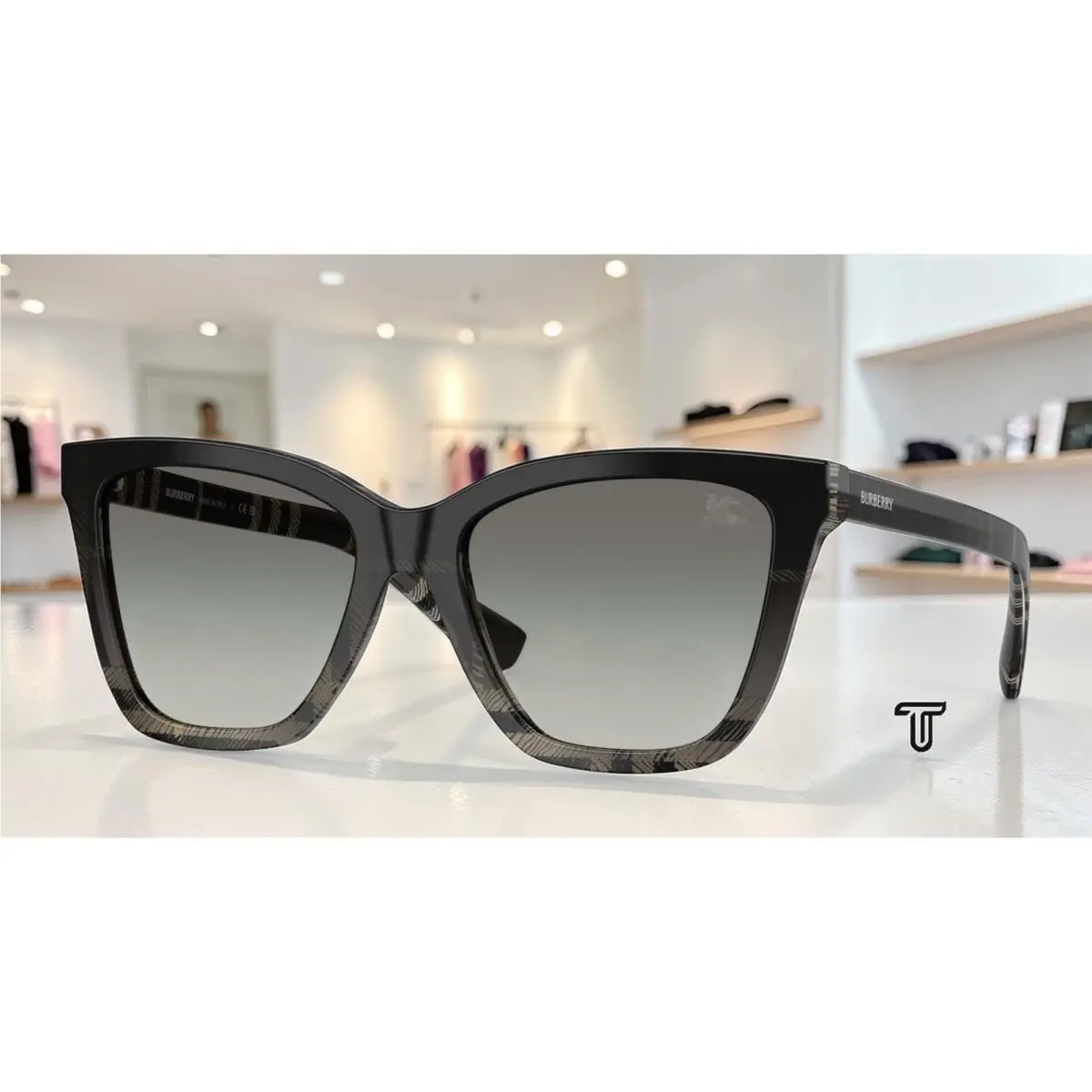 Burberry BE4470F 420011 Grey Check Grey Gradient 54 mm Women`s Sunglasses