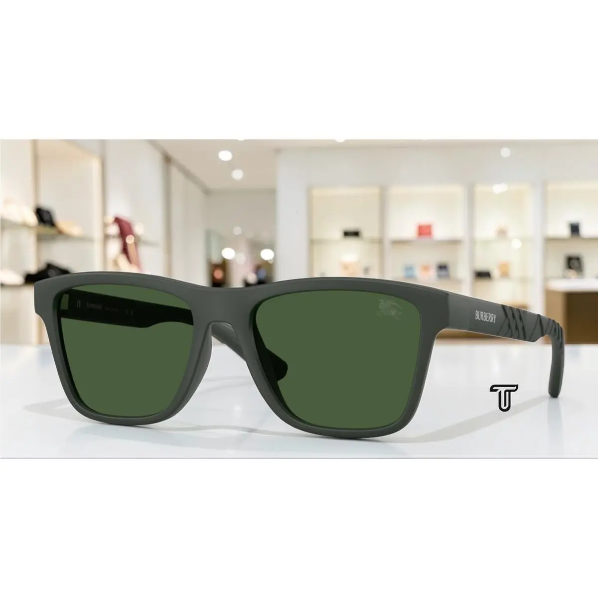 Burberry BE4482U 423271 Matte Green Dark Green 55 mm Men`s Sunglasses